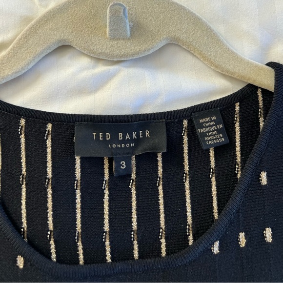 TED BAKER  London black & gold dress size 3 - Picture 5 of 11